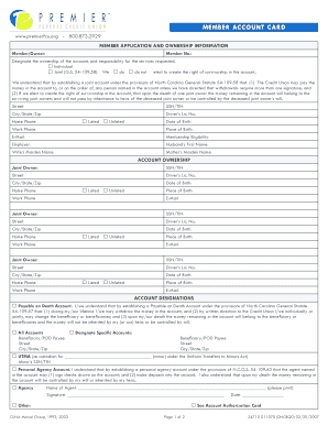 Premier FCU Member Account Card