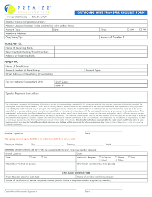 Outgoing Wire Transfer Request Form