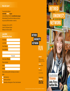 Retired Unionists Network Membership Form