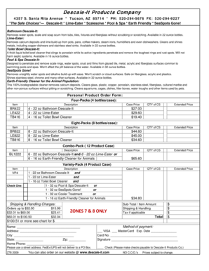Descale-It Products Order Form