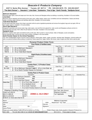 Descale-It Products Order Form