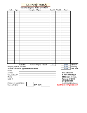 Retail Order Form