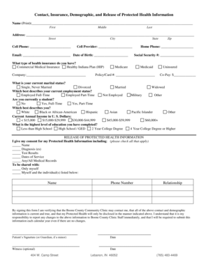 Boone County Community Clinic Patient Intake Form