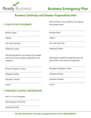 Business Emergency Plan