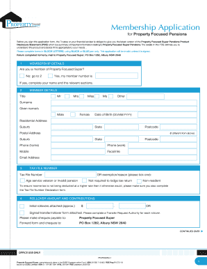 Property Focused Pensions Membership Application