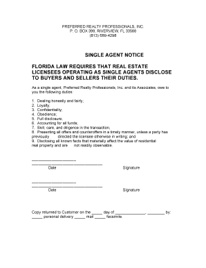 Single Agent Notice