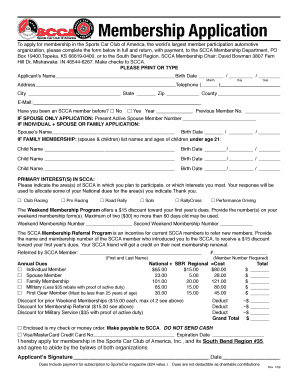 Sports Car Club of America Membership Application