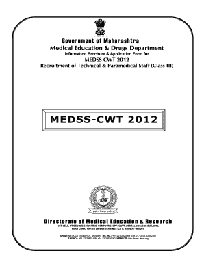 MEDSS-CWT 2012 Application Form