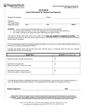 2015-2016 Student Asset Worksheet