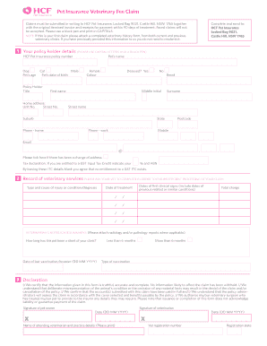 HCF Pet Insurance Veterinary Fee Claim Form
