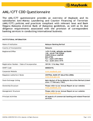 AML/CFT CDD Questionnaire