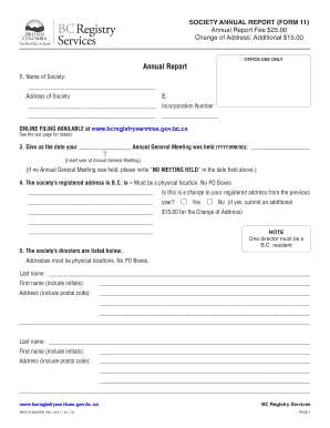 Society Annual Report Form 11