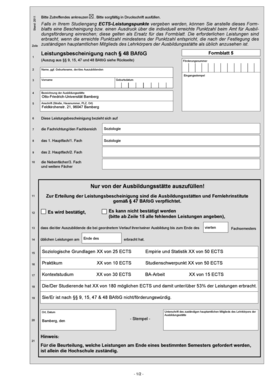 Leistungsbescheinigung nach § 48 BAföG Formblatt 5