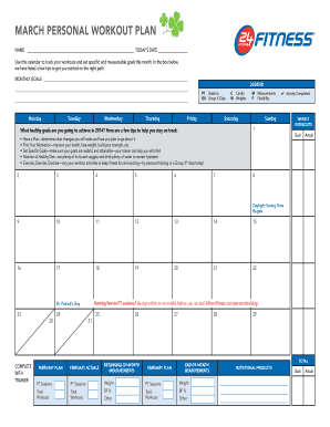 March Personal Workout Plan