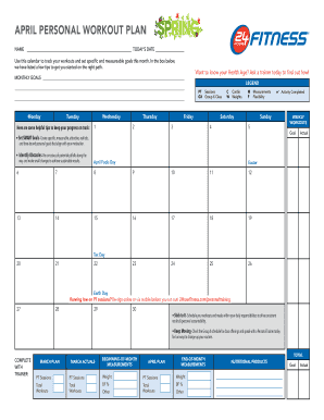 monthly workout plan template