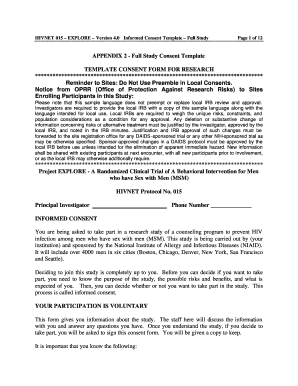 HIVNET 015 EXPLORE Informed Consent Form