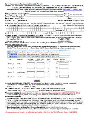 Club Works Military Club Membership Maintenance Form