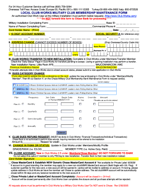Club Works Military Club Membership Maintenance Form