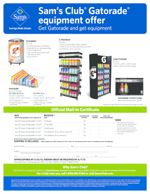 Official gatorade equipment form