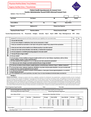 Patient Health Questionnaire & Consent Form