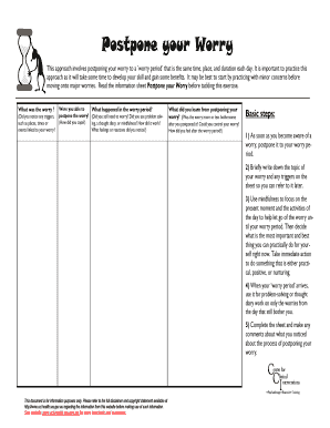 Postpone Your Worry Exercise