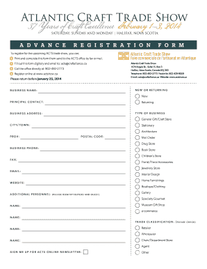 Atlantic Craft Trade Show Registration Form