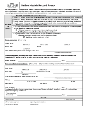 Health Record Proxy Registration Form
