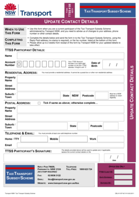 Taxi Transport Subsidy Scheme Update Contact Details