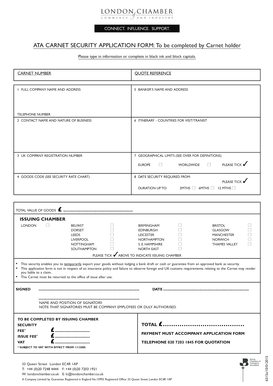 ATA Carnet Security Application Form
