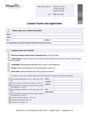 Canada Tourist Visa Application