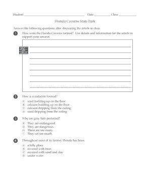 Florida Caverns State Park Student Worksheet