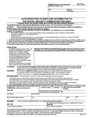 Authorization to Disclose Information to the Social Security Administration
