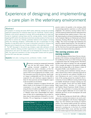Veterinary Nursing Care Plan Template