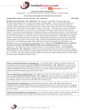 Background Investigation Disclosure and Authorization