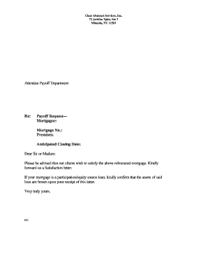 Payoff Request Letter