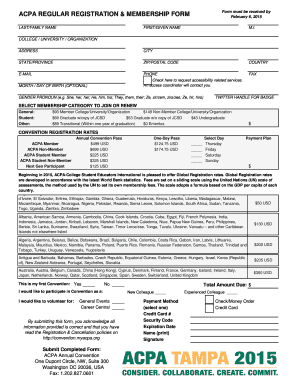 ACPA Regular Registration & Membership Form