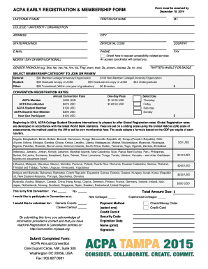 ACPA Early Registration Membership Form