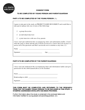 Research Consent Form for Minors