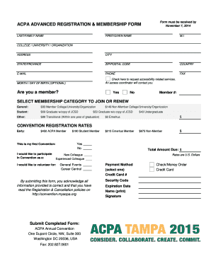 ACPA Advanced Registration & Membership Form