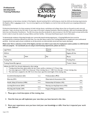Hawaii Professional Development Training Reflection Form