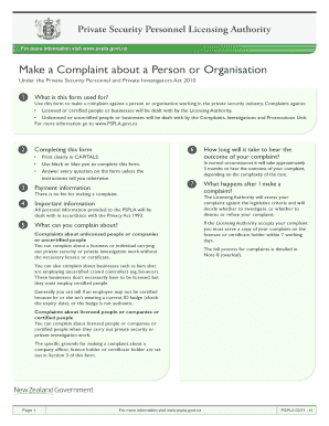 Private Security Complaint Form