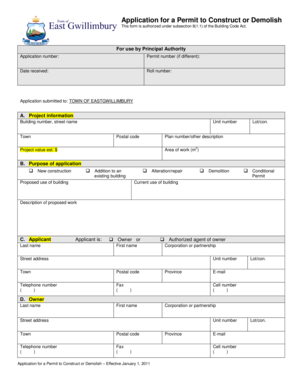 Application for a Permit to Construct or Demolish