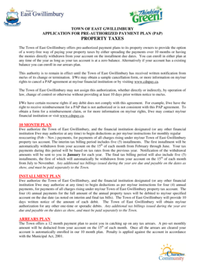 East Gwillimbury Property Tax Pre-Authorized Payment Plan Application