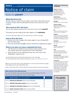 New Zealand Notice of Claim Form