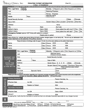 Pediatric Patient Information Form