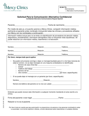 Solicitud Para la Comunicación Alternativa Confidencial