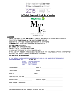 Ground Freight Carrier Services Form