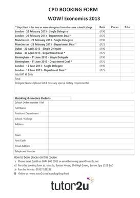 CPD Booking Form