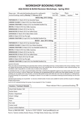 Workshop Booking Form