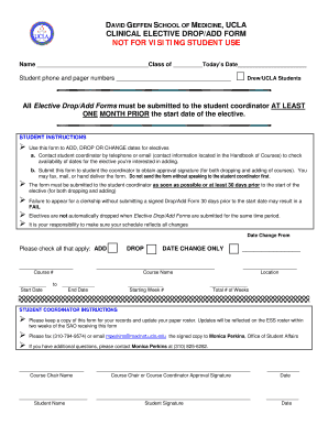 Clinical Elective Drop Add Form